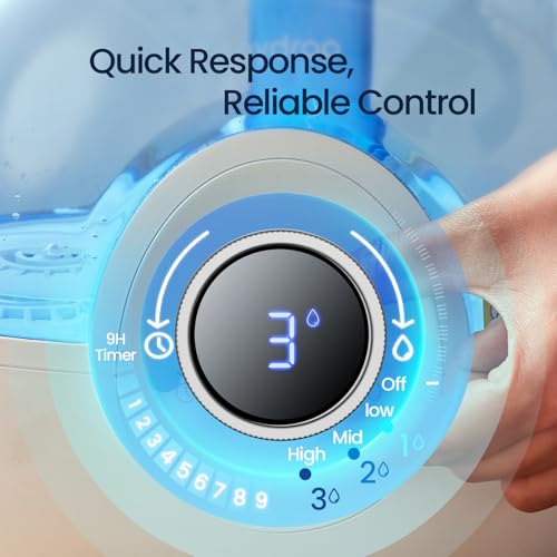Image of raydrop 2.2L Humidifiers for Bedroom, Cool Mist Humidifiers with Timer, Digital Knob, 26dB Quiet Small Humidifier for Baby, Nursery and Plants with Night Light, 30 Hours Runtime, Easy to Fill & Clean