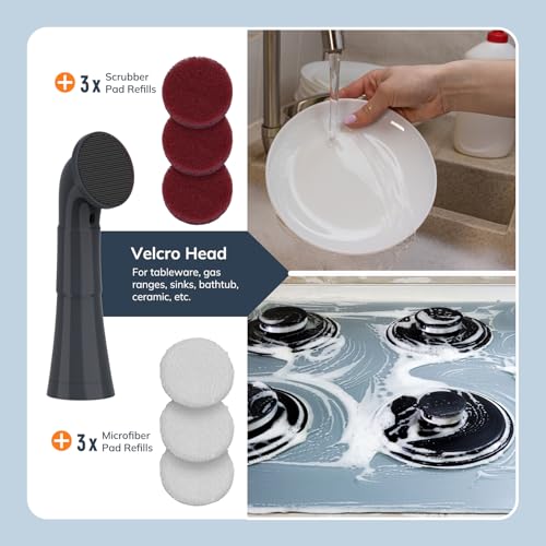Image of LifeBasis Replacement Brush Head Set Only for LifeBasis Electric Cleaning Brush, Only with 5 Replaceable Cleaning Brush Heads & 6 Cleaning Pads, for Cleaning Shower, Sinks, Kitchen Corner, Tile, Grout