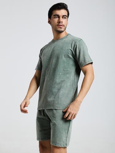 Image of Vogaan Men's Cotton Short Sleeve Tracksuit Summer T Shirt & Shorts Set with 2 Pockets || Casual Co-ord Sets