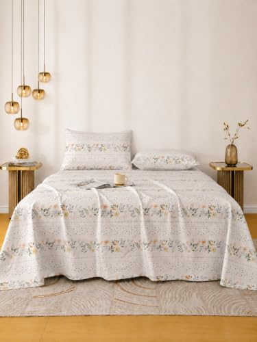 Image of Amazon Brand - Umi Affordable Soft Cotton Bedsheet for King Size Bed | 90x100 Inch | 160 TC | Elegant Design with Pillow Covers | Breathable Sheet