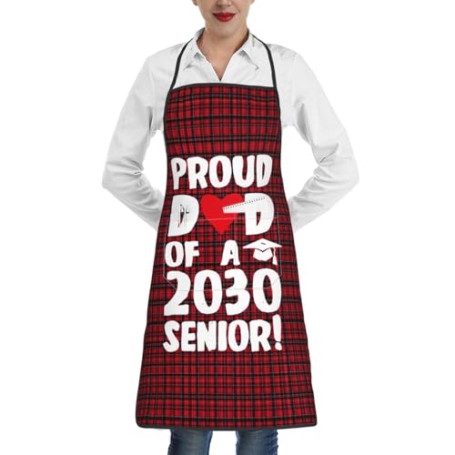 nopicsn Proud Dad of a 2030 Senior Class of 2030 Apron for cooking with Pockets Women Men Kitchen Chef Funny Aprons
