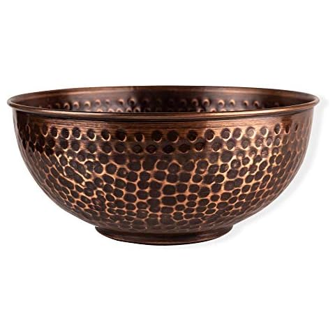 GoCraft Antique Copper Mixing Bowl with Hammered Finish for Salad, Egg Beating, Decorative & Kitchen Serving Purposes - 7.5" (Antique Finish) Cover