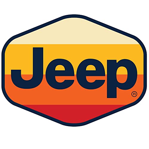 Jeep Retro Stripe Logo Sticker – Classic Jeep Text Vinyl Decal – 4" x 3" Waterproof Screen-Printed Off-Road Accessory – Made in USA – Wrangler SUV Bumper Window Sticker