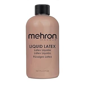 Mehron Makeup Liquid Latex | SFX Makeup | Halloween Latex Makeup | Latex Glue for Skin | Prosthetic Glue 9 fl oz (266 ml) (Dark Flesh)