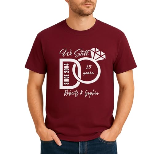 Image of Anniversary Matching Shirts, for Couple, Heart Design T-Shirt Set, Wedding Present, Honeymoon Outfit