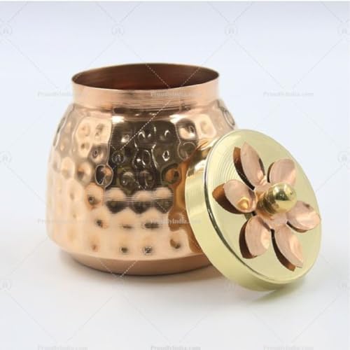 Image of SOLINO Hammered Copper Plated Dry Fruit Pot Shape Jars with Lid, Return Gifts for Baby Shower, Serving Bowls /Container for parties (1)