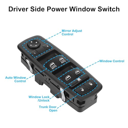 Image of SecosAutoparts Front Driver Side Power Window Switch Compatible with Volkswagen Routan 2009 2010 2011 2012 2013 Repalce 7B0959857E 7B0959857B