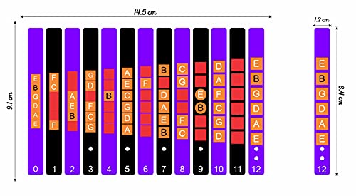 Image of KREEPO Guitar Fretboard Sticker Fingerboard Fret Note Map Labels Learn Tab Guitar Note Acoustic-Electric Sticker Multicolor(9.1cm X 14.5cm)