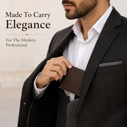 Image of SOVANO Genuine Leather Wallets for Man Original Bi Fold Slim Mens Wallets Design with RFID Protection ID Window Easy Access 6 Card Slots 2 Hidden Pockets Compact Gift for Men (Brown)