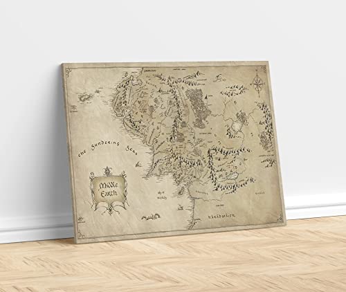Pavaieics Lord Of The Rings Map Of Middle Earth Canvas Wall Art Prints Vintage Middle Earth Map Poster Retro Lord Of The Rings Picture Wall Decor Home Bedroom Living Room Decoration - 12X18 Inch #TOP1