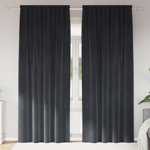 ROMHZKS Paire de rideaux occultants gris foncé, bloquant la lumière et isolants, pour chambre à coucher et salon, tissu de qualité moderne avec fonction...