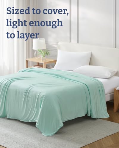 Image of Cooling Blanket for Hot Sleepers - Cold Blanket Throw Size - Double-Sided, Ultra Cool for Summer, Night Sweats & All Seasons - Soft, Lightweight & Breathable for Couch, Bed or Sofa - Green, 50 inch x 60 inch