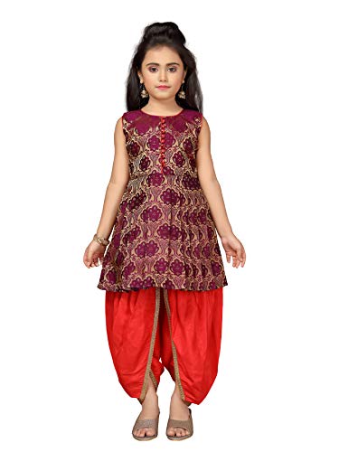 ADIVA Kids Party Wear Purple Color Patiala Suit for Girls