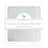 Amazing Baby Cellular Blanket, Premium Cotton Knit, Ultra Soft, Breathable, Cozy Gift for Baby Boys and Girls, Favorite Toddler Blanket, 44 x 44 inches (112 x 112 cm), Soft Sterling