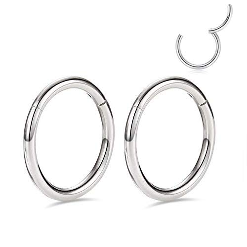 GAGABODYSeptum Jewelry 14G 16G 18G Daith Earrings 6-10mm Unique Front Facing CZ/Opal/Five-Pointed Star/Pyramid Shape Steel Seal Design 316L Surgical Steel Septum Piercing Jewelry Helix Tragus Earring