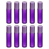 VOSAREA 10 Piezas Botellas de de Vidrio para Aceites Esenciales Vacías Portátiles para Viaje Color Morado