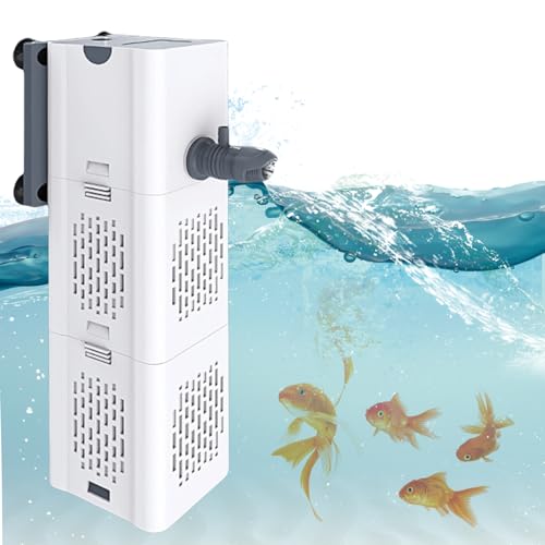 Filtre intérieur d'aquarium 6 W 500 l/h avec 4 éponges filtrantes, filtre de réservoir de poisson ultra silencieux 3 en 1, filtre intérieur réglable pour...