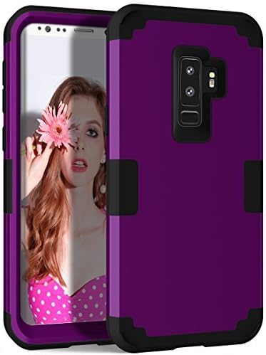 Galaxy S9 Plus Case, Tourist 3-Layer Hybrid Silicone + Hard PC Defender Heavy Duty Shockproof High Impact Resistant Full-Body Sturdy Protective Case Cover for Samsung Galaxy S9 Plus (Purple/Black)