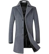 ELETOP Men's Pea Coat Winter Wool Jacket Short Trench Coat