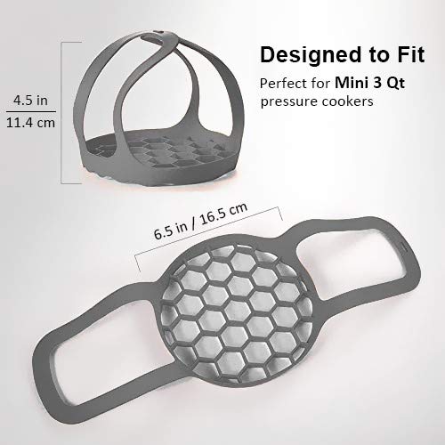 Pressure Cooker Sling, Silicone Bakeware Sling for 3Qt Instant Pot, Multi-function Cooker Anti-scalding Bakeware Lifter Steamer Rack, BPA-Free Silicone Egg Steamer Rack (Gray)