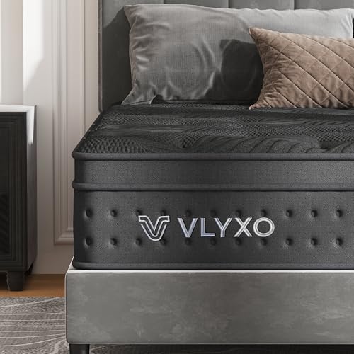Vlyxo King Size Mattress 5FT 10 Inch Hybrid Mattress Gel Memory Foam & Individually Pocket Springs Motion Isolating Medium Firm Support Pressure Relief & Comfortable Sleep (150x200x25cm)