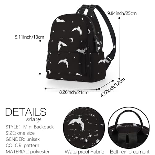 Image of Deanfun Mini Backpack for Women - Waterproof Cute Small Backpack with Bat Print, Multi Pockets and Reinforced Belts MNSB-311