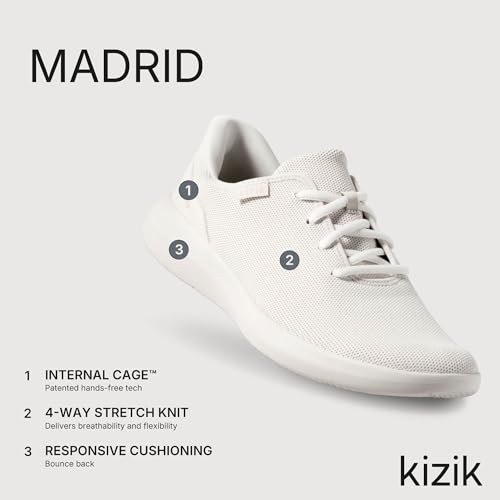 Image of Kizik Madrid Slip On Sneakers: Comfortable All-Day Wear, Hands Free Convenience, Mens & Womens Walking Shoes with Arch Support, Wide Toe Box Available