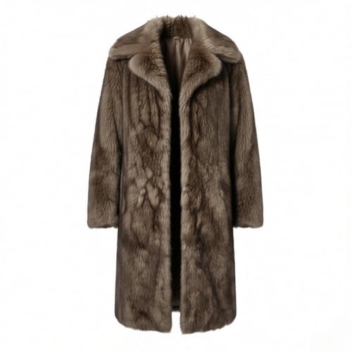 Manteau long en fourrure synthétique à col revers pour homme