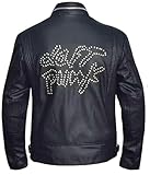 MAXATTIRE Herren-Lederjacke, Punk-Rock-Film-inspiriert, Cafe Racer, Cosplay-Kostüm, Schwarz - Kunstleder, L