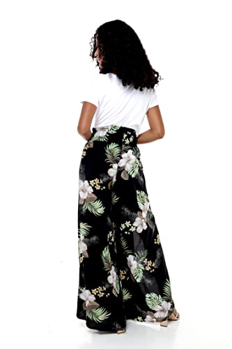 Matchable Couple Hawaiian Luau Shirt or Wide Legged Pants in Pineapple Garden Black3
