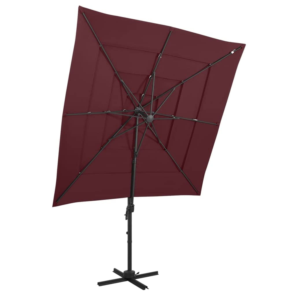 Parasol de jardin protection UV efficace toile bordeaux manivelle