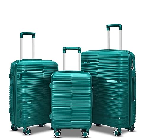 Carry-on Suitcase Luggage Indestructible Hardshell Expandable Spinner Luggage with Lock 20/24/28in Carry-on Suitcases Carry On Luggages,Blue-20in (Grün 20in)3