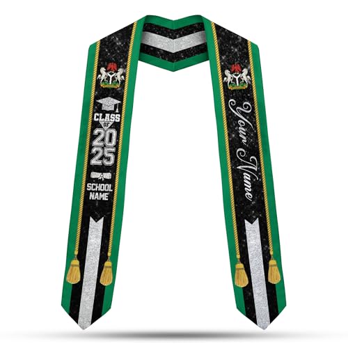 MonkeyVan Custom Nigerian Graduation Sash, Nigeria Stole Customize, Nigerian Stoles For Graduation 2025, Class of 2025 M80