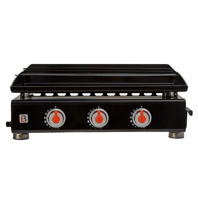 BRASERO - Plancha Silvia II G 3 feux Brasero - 3 brûleurs - Plaque acier émaillée 67 x 34 cm - Grille de réchauffement - Piezo intégré - Tiroir graisse - Jusqu'à 10 convives - 7,5 kW