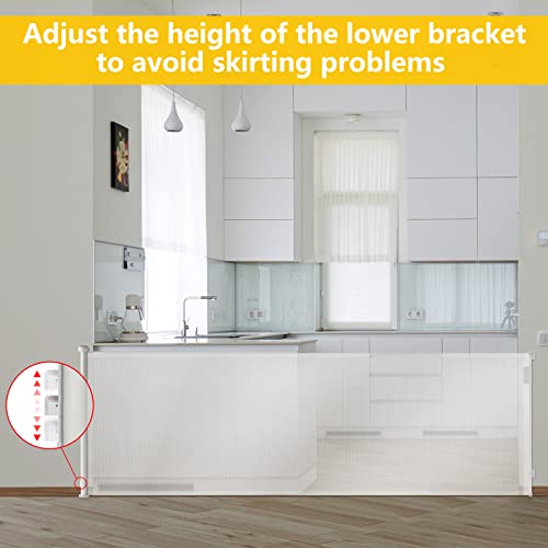 Retractable Baby Gates, 120 Inches Extra Wide Baby Gates Mesh Pet Dog Gate For Stairs Doorways Hallways House Indoor Outdoor #TOP3