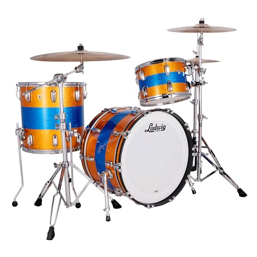 Ludwig Classic Maple Fab 22 Shell Pack - Vintage White Marine (Gold/Blue Tri-Band)