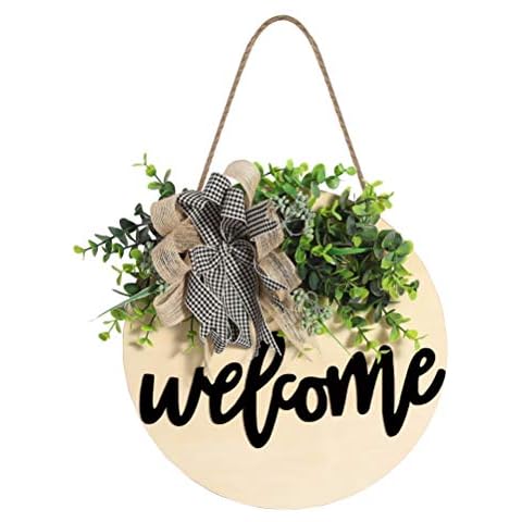 Welcome Sign Wooden Hanging Sign for Front Porch Wreaths for Front Door Decorations for Christmas,Restaurant , Home, Outdoor Cover