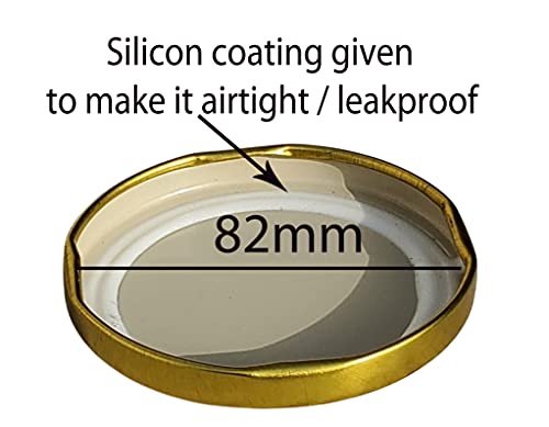 Image of Pure Source India Metal Lug Cap Lid for Glass jar, 12 Pieces, 82 mm, Gold