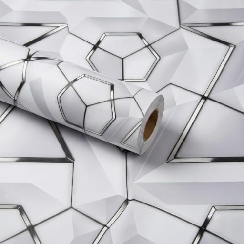 Image of Wings Star Wall Stickers DIY Wallpaper (45 x 500 CM, White & Silver) | Self Adhesive PVC Roll | Home Decoration for Living Room Hall Bedroom | Easy Peel and Stick Decor Paper