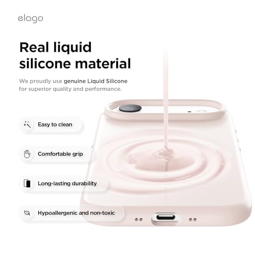 Image of elago for iPhone Air Case, Premium Magnetic Silicone Case, Compatible with MagSafe, Liquid Silicone Material, Protective Cover, Shockproof, Slim Phone, 6.5 inch (Lovely Pink)