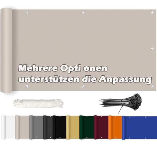 Outdoor Balcony - Wetterfeste anthrazitfarbene Balkonverkleidung mit UV-Schutz. 100% blickdichter Sichtschutz für Gartenzaun oder Balkon. Inkl. Kabelbinder und Kordel zur einfachen Montage