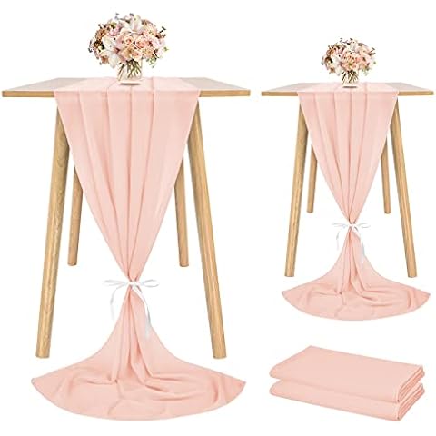 Showgeous Blush Pink Chiffon Table Runner Set Cover