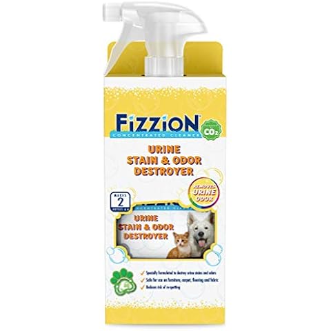 Fizzion Urine Pet Stain and Odor Destroyer 23 Ounce Empty Spray Bottle with 2 Refills Cover