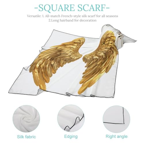 White Angel Wings Women Hair Scarf Square Silk Like Head Scarves Handkerchief Satin Neck Scarf4