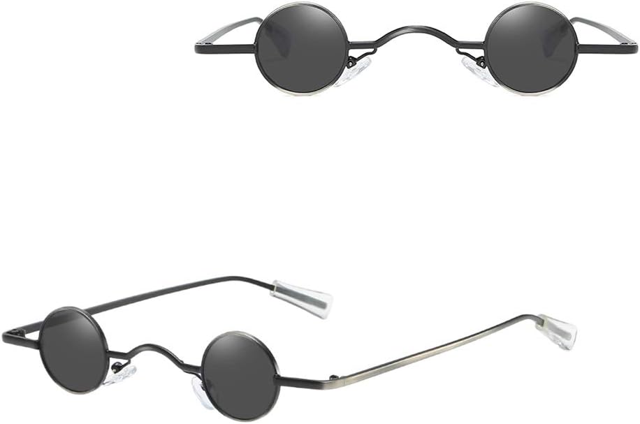 KESYOO Circle Glasses Small Round Frame Sunglasses Creative Eyeglasses Decorative Party Glasses Beach Eyewear for Men Women (Black) - Image 7