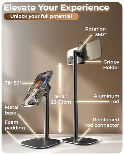 COOPER ChatStand, Soporte Movil Mesa Ajustable para Grabar, Tripode Movil Videos, Soporte Telemovel Mesa, Tripe Telemovel, Tripode para iPhone et Samsung et Android (Negro Noche) - imagen 6