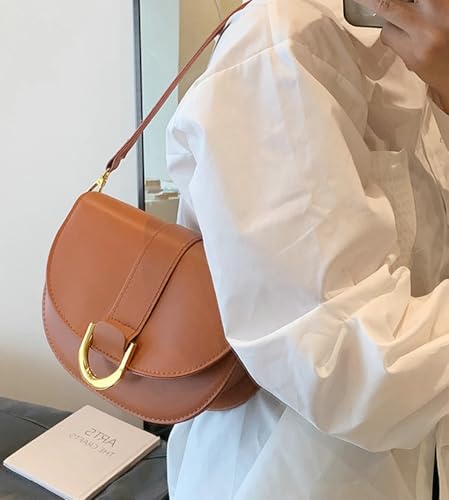 Image of Women's Hobo Handbags Crossbody Bags Trendy Saddle Purse Vegan Leather Slouchy Shoulder Handbags Underarm Bag