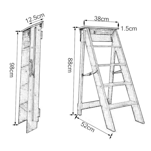Escalera plegable de madera de 5 escalones estable para evitar caídas en el hogar 3