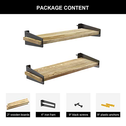 SHAN ZU Set van 2 rustieke houten zwevende wandplanken, voor slaapkamer, keuken, badkamer, woonkamer, kantoor, 41 × 15… - Image 5