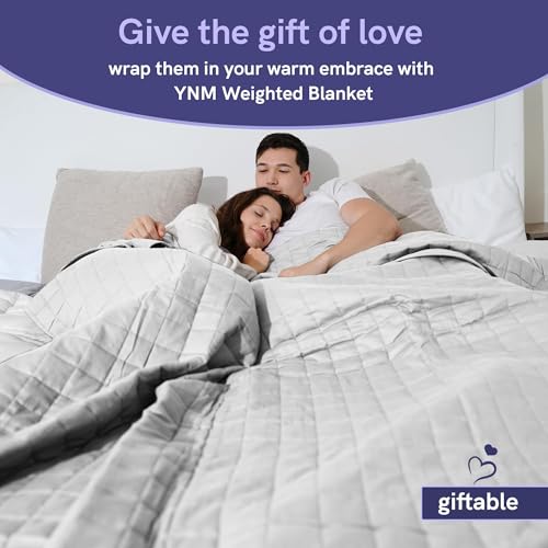 YnM 10lbs Weighted Blanket for Adults,Cotton Heavy Bed Throw Blanket with Cooling Glass Beads for All Season Use, Ideal for ~90lbs (48x72 Inches, Twin/Full, Light Grey)